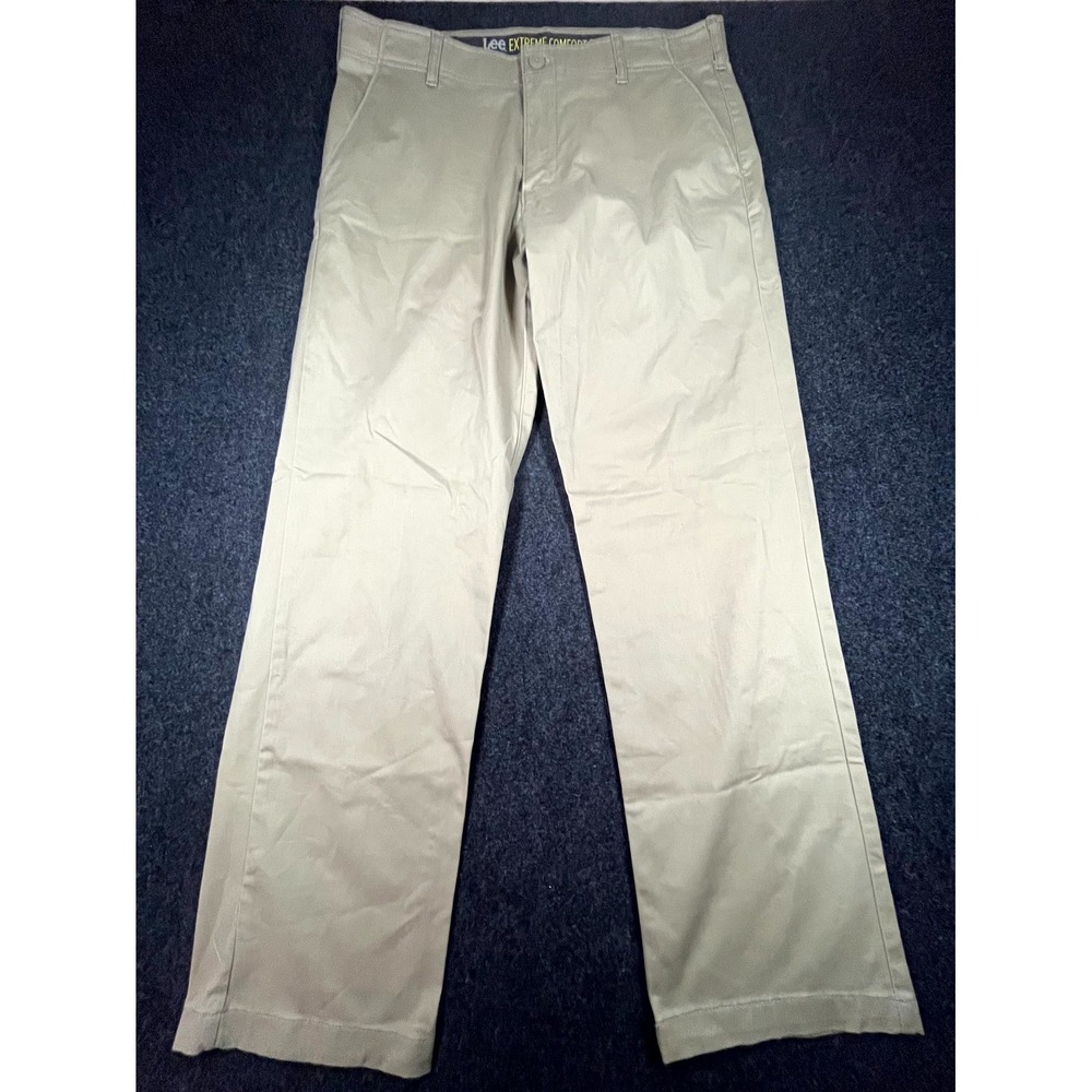 Lee Extreme Comfort MVP Straight Fit Pants Men 36x32 Khaki Cotton Stretch Casual